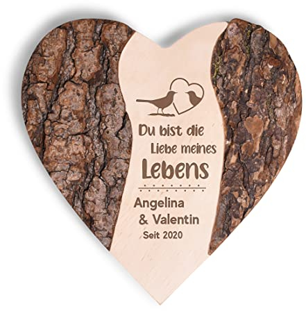 Baum Holzscheibe in Herzform mit Gravur - aus Erle gefertigt - perfektes Hochzeitsgeschenk - DIY Hochzeitsdeko - Geburtstagsgeschenk - Männer und Frauen - Liebe und Romantik - Present, Love