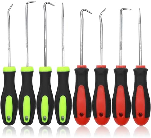 GYSRXS 8 Stück Pick Haken Set Universal Precision Pick und Haken Set Wellendichtring Werkzeug Verwendet für AutoReparatur,90°Haken 45°Haken Gebogener Haken und Gerade Nadel