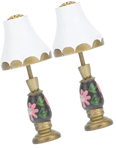 NUOBESTY Miniatur LED Lampe Miniaturlampenmodell 2St Kleiner Tischlampe Stehlampe Nachttischlampe für Selbstgemacht Puppenhaus Möbel Dekorative Minileuchte für Kinder Spielzeughaus Zubehör