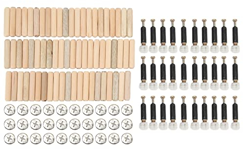 Tissting 126 Piezas Kit de Conexión de Muebles 3 en 1 Accesorios de Leva Tuercas Engrosadas Tornillos Pernos Sujetadores 12mm Rueda Excéntricos Conectores para Paneles de Grosor Superior a 16mm