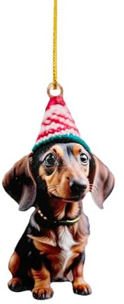 YEJAHY Hundeschmuck Für Den Weihnachtsbaum, Lustig Hunde Hängende Zubehör, Schlüsselanhänger, Charm-Anhänger aus Acryl, Weihnachtsdekoration Für Party, Weihnachten Geschenk (F)