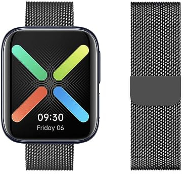 LXURY Metall Edelstahl Armbänder Kompatibel mit Oppo Watch 46mm Armband Magnetisch Einstellbar Mesh Ersatzarmband für Oppo Watch 46mm Uhrenarmband (3)
