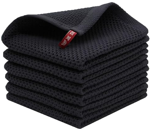 BW&HM Barista Tuch 6 Stück Spültücher Putzlappen Baumwolle Spüllappen Kaffeemaschine Tuch 33 X 33 cm Schwarz
