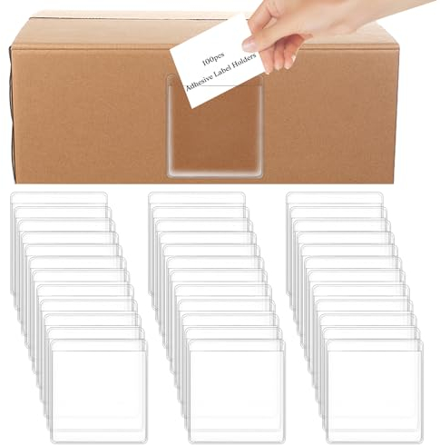 Telooco 100 Stück Visitenkartentaschen Selbstklebende 5,5 x 5 cm Durchsichtiger Kunststoff Klebebeutel Rechteckige Karteikarten Etiketten für Aktenschrank Aktenbeschriftung Schulbibliothek