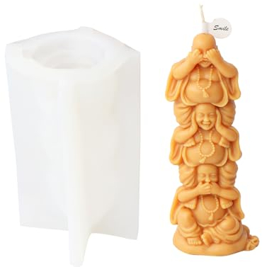 JS MOLD Moule en silicone pour bougies 3D Bouddha - Moule à bougie 3D - Pour plâtre, savon, cire de soja, ornements artisanaux (01#)