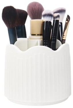 Nwvuop Make up Pinsel aufbewahrung 360° Drehbar Schminkpinsel Behälter Make up Organizer Pinselhalter Kosmetik(Weiß)