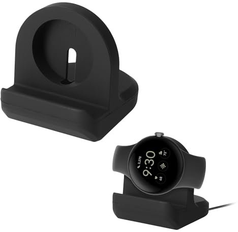 kwmobile Kabellose Ladestation kompatibel mit Google Pixel Watch 2 Halterung - Ladeständer-Halter für Smartwatch - Fitnesstracker Halter - Schwarz