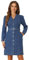 Allegra K Damen Jeanskleid Langarm gekerbtes Revers Knopfleiste 2024 Jeanshemd Kleid mit Gürtel, Blau, Groß