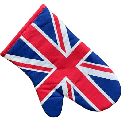 Union Jack Quilted Single Oven Glove Kitchen Gauntlet with Hanging Loop