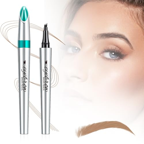 Wasserdichter 3D Augenbrauenstift mit 4 Gabelspitzen, Microblading Augenbrauenstift, Augenbrauenstift Härchenzeichnung, 4 Punkt Brauenstift Langanhaltend Natürliche Augenbrauen Make-up (1#)