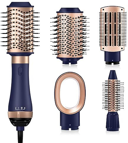 UKLISS 4 in 1 Hairstyler, Haarstyler Föhn mit 4 Aufsätzen: 1000W Haartrockner, Lockenbürste, Haarglätter Bürste, Fönbürste Rundbürste, Hot Hair Styler für Alle Haartypen Styling