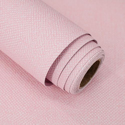 lenify Pinke Grasscloth Peel and Stick Tapete, strukturiertes Kontaktpapier, 39,9 x 499,9 cm, Kunstleinen, Vintage, Grasscloth Kontaktpapier, selbstklebend, entfernbare Tapete, Vinyl