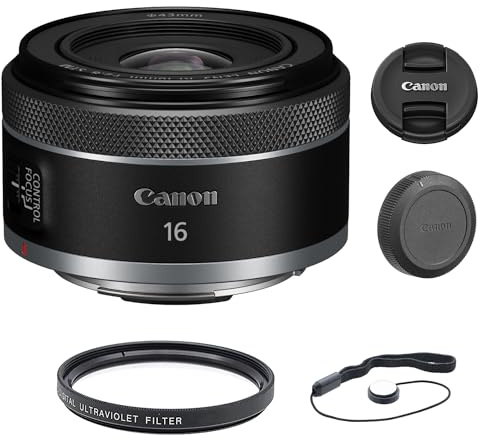 Canon RF 16mm f/2.8 STM Lens with UV Filter & Lens Cap Keeper (3 Items)