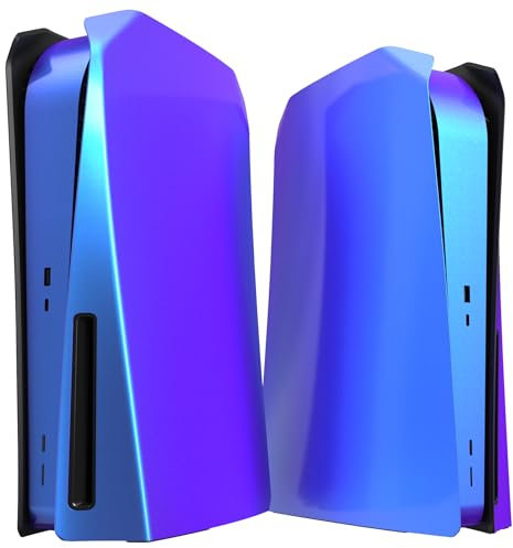 eXtremeRate eXcover Replacement Top Bottom Cover Compatible with ps5 Console Disc Edition, Chameleon Purple Blue Faceplate Backplate Shell Skin Compatible with ps5 Console Disc Version - NO Console