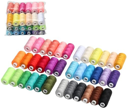 Filato elastico per macchina da cucire, 36 bobine di filo per macchina da cucire a mano, set di ricami, filati per macchina da cucire, assortimento per viaggi, fai da te