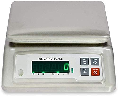 Báscula de cocina Báscula electrónica impermeable 30 kg/0,5 G Acero inoxidable Ip68 Balanza de pesaje digital de precisión Báscula industrial Función de tara cero (Plata 3 kg/0,5 g)