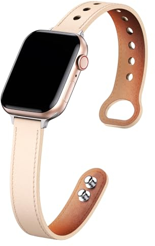 Correa de Cuero Compatible con Apple Watch 49mm 45mm 44mm 42mm, Mujeres Correa de Cuero de Repuesto para Apple Watch Ultra/Ultra 2/Series 9/8/7/6/5/4/3/2/1/SE, para iWatch Ultra/2 49mm