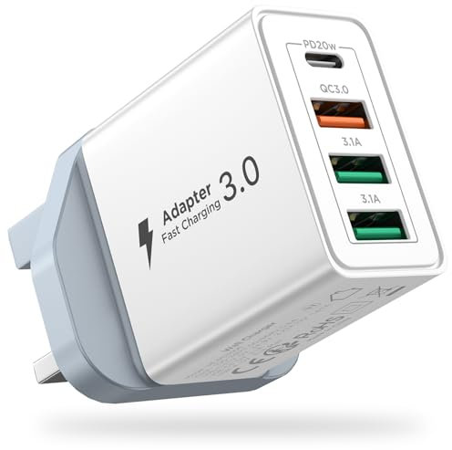 Aioneus USB C Plug,40W Multi USBC Plug UK PD Power Adapter + QC Wall Charger,Fast USB C Charger Plug for iPhone 16 15 14 Pro Max 13 12 11 SE 2020 XS XR,Samsung S24 S23 S22 Note 20 A71 A53 A52,iPad etc