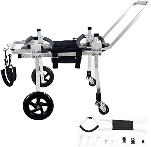 SAGGION Hunderollstuhl mit 4 verstellbaren Vorder- und Hinterbeinen, Scooter für ältere Hunde, Elektrowagen für kleine und mittelgroße Hunde, mit Gurtzubehör, 1–25 kg, Verstellbarer Haustierrollstuhl