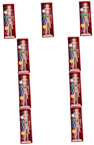 OUNONA 9 Sets Nutcracker Puppet Set Peg Bodies Wooden Nutcracker Figures Unfinished Decor for Christmas