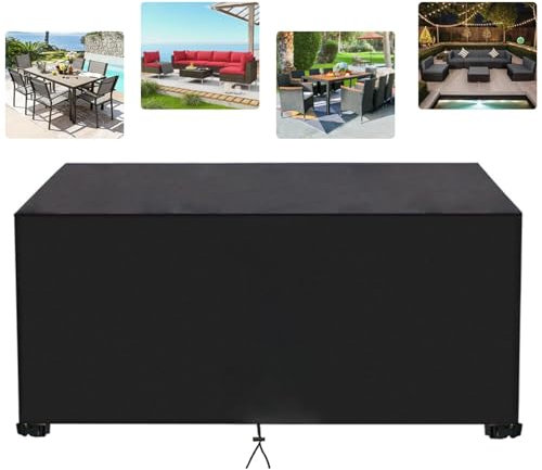 AJALGZ Abdeckplane Gartenmöbel Winterfest Abdeckung für Gartenmöbel 140x110x120cm/LxWxH Gartensofa Abdeckung Winddicht 420D Oxford Gewebe Schutzhülle-Abdeckhauben Balkonmöbel Abdeckung - Schwarz