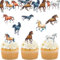 Gleevio 60 Stück Essbare Tortendeko Pferde Deko Geburtstag,Esspapier Pferde Muffin Deko Essbar,Pferde Cupcake Topper,Tortenaufleger Pferd Geburtstagsdeko,Pferde Kuchen Deko Essbar Kindergeburtstag