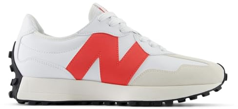 New Balance Herren 327 Sneaker, Weiss-ORANGE ROT, 40 EU