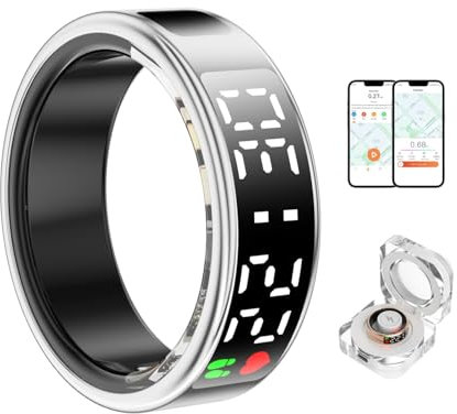 Smart Ring Fitness-Tracker mit Multifunktions-Display, Gesundheits-Tracker, Schlafüberwachung, Schrittzähler, Fitness-Ring für Damen und Herren, App-Unterstützung, mit Ladeetui