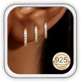 3 Pairs 18k Gold/Silver Hoops Earrings For Women With Cubic Zirconia Gold Plated Huggie Earrings Set Small Hoop Earring for Women Hypoallergenic Earring for Multiple Piercings Jewelry Gifts
