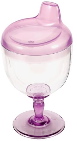 Angoily Toddler Sippy Cups 180 ml No Spill Fancy Wine Glass Plastic Goblet Sippy Cup with Lid Beverage Mug Milk Bottle for Birthday Party Supplies