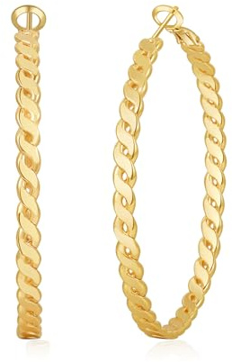 VEEDOFA Goldene Ohrringe für Damen - Große Goldene Creolen