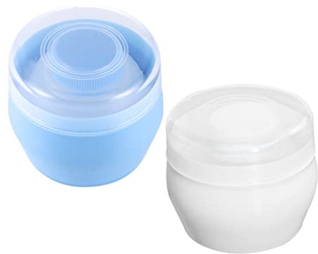 VICASKY Talkumpuder Puff Kasten 2 Stück Tragbarer Leerer Körperpuderbehälter Mit Flauschigem Puff Für Zuhause Und Reisen Leicht Und Nachfüllbar Blau Weiß