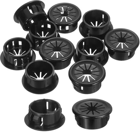 QUARKZMAN 12 Stück Kabeldurchführung Schreibtisch Schwarz, Nylon, 0,75 (19 mm) Montage, Kabeldurchführung Tisch Rund für Tisch Büro Arbeitsplatten