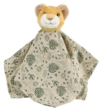 Sterntaler Schmusetuch L Löwe Leo – Baby Schnuffeltuch aus Flausch & Cord – Mit Knoten zum Greifen – Weiche Polyesterwatte Füllung Neugeborene & Kleinkinder, steingrau