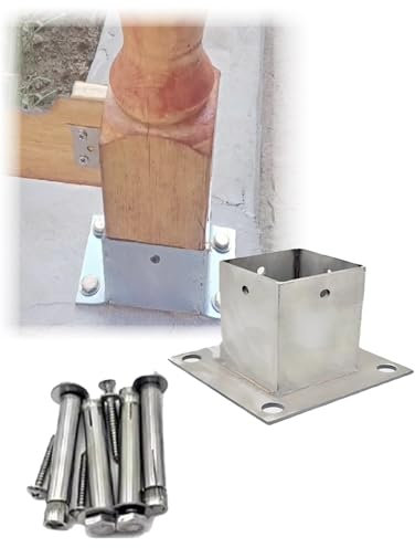 Base de colonne carrée, kit de supports de pergola, base de poteau réglable for balustrade de terrasse, clôture en bois, rampes, porche, boîte aux lettres, montage au sol en béton, hauteur 8 cm(7x7x8c