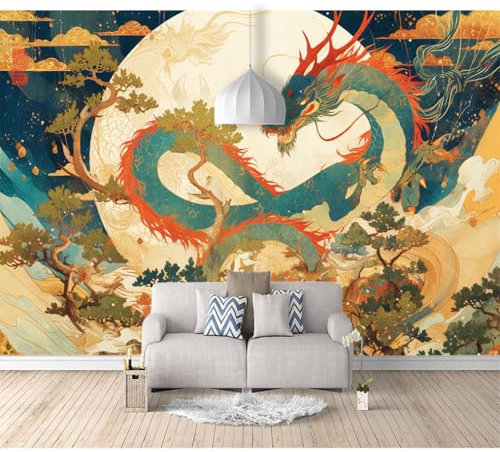 SPECUFX Mural Custom Photo Wallpapers 3D Painted Dragon 100x70cm Wall Paper Murals Living Room Tv Sofa Bedroom Study Decor Self-Adhesive Wallpaper Photos