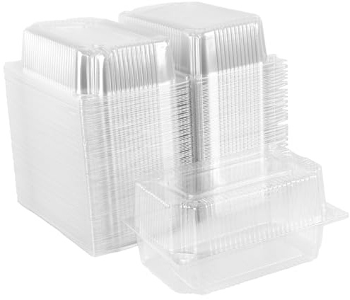 100 Stück Cupcake Boxen Klare, Quadratische Einzelkuchenboxen mit Deckel | 18,5x12x9,5cm, kuchen verpackung für Desserts, Muffins, Salate, Party