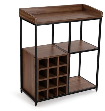 Casier à vin Versa pour 12 bouteilles, style moderne, 81 x 70 x 34 cm, bois MDF et métal, marron et noir