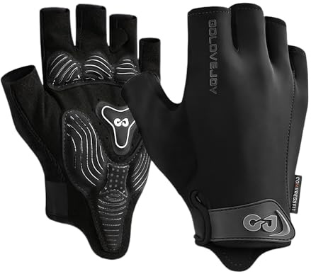 flintronic Fahrradhandschuhe Halbfinger für Herren Damen, Radsporthandschuhe rutschfeste und Stoßdämpfende mit 6mm Polsterung, Atmungsaktiv Radsporthandschuhe für Mountainbike, Rennrad, Fitnessstudio