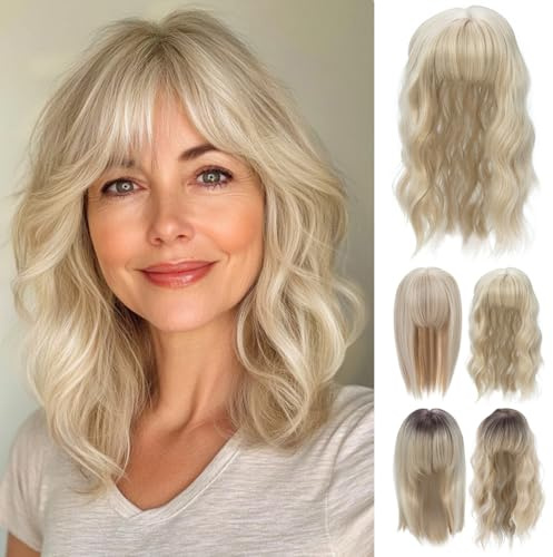 Hair Topper für Frauen Highligh Blonde Haartopper mit Pony Wiglets Haarteile