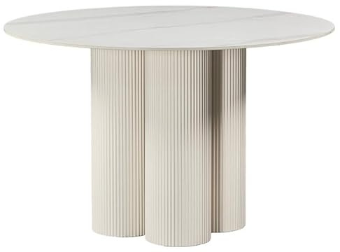 DRW Runder Esstisch aus Holz in Beige, 76 x 120 x 120 cm
