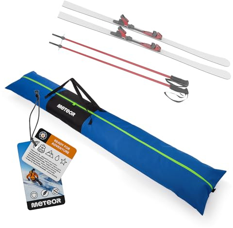 meteor robuste Skitasche 180 cm mit Tragegriffen für 1 Paar Ski und Stöcke - ultraleichter wasserabweisender Skisack Faltbare Ski Aufbewahrung Tasche aus 600D Polyester Skihülle geeignet für Flugzeug