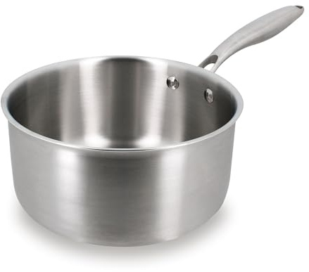 MENASTYL - Casserole inox 20 cm Trinox tous feux dont Induction - Structure 3 couches inox/aluminium - Qualité Professionnelle - Sans substances nocives - Lave-vaisselle - Poignée rivetée - 6020149