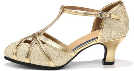 HROYL Women's Ballroom Dance Shoes Latin Salsa Closed Toe Low Heel Tango Cha-cha Wedding Evening Dancing Shoes,511-512