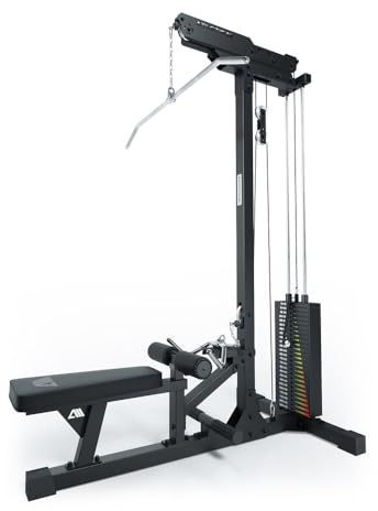 ATLETICA Latzug mit Ruder-Station, 204cm Höhe, 125kg Gewichtsblock