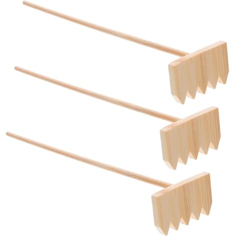 Anneome Lot de 3 Mini Râteaux en Bambou pour Sable Outils Sable Zen Râteaux de Table Compacts pour Contemplation et Décoration Intérieure Accessoires pour Jardin Zen
