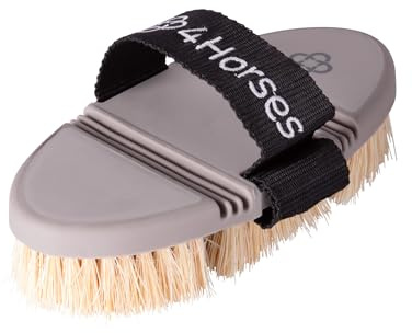 Flexible Kardätsche Naturborste, Pferdebürste mit Naturborsten, ergonomisch, schonend und für täglichen Fellglanz
