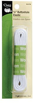 Dritz 9347W Knopflöcher, gewebt, elastisch, Weiß, 1,6 cm x 91,4 cm