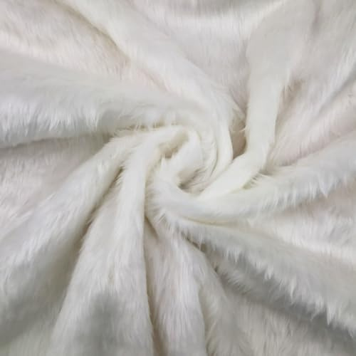 CRS Fur Fabrics Kunstfell-Stoff, einfarbig, 1/2 m, 150 x 50 cm, Hellweiß