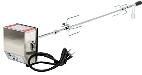 BBQ-TORO Asador Eléctrico Giratorio para Barbacoa I Juego con Brocheta de 120 cm cm I 2 Agujas para Carne y Motor 220V-240V en Acero Inoxidable